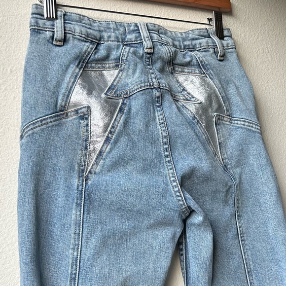 Free People Thunderbird Flare Jeans Silver White Lightening Sz 27 - Picture 10 of 16